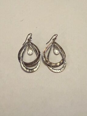 Silpada Sterling Silver Double Hoop Crystal Dangle Earrings W1681